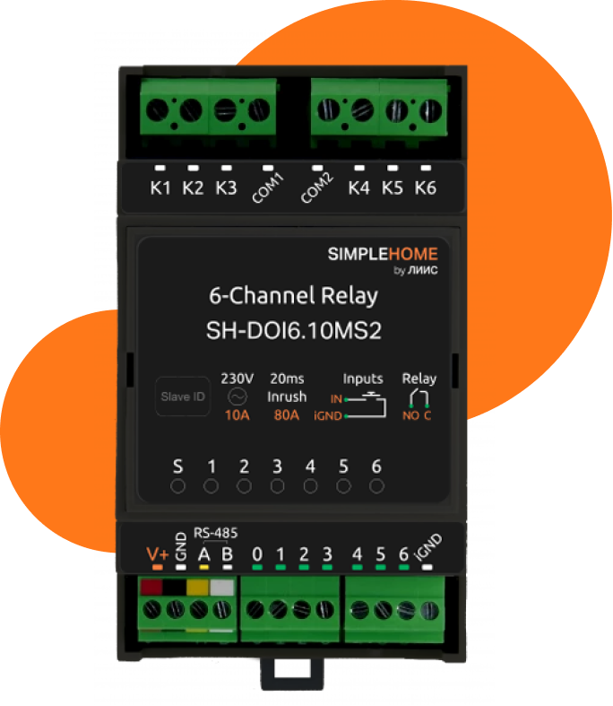 Модуль реле с RS-485, Modbus RTU